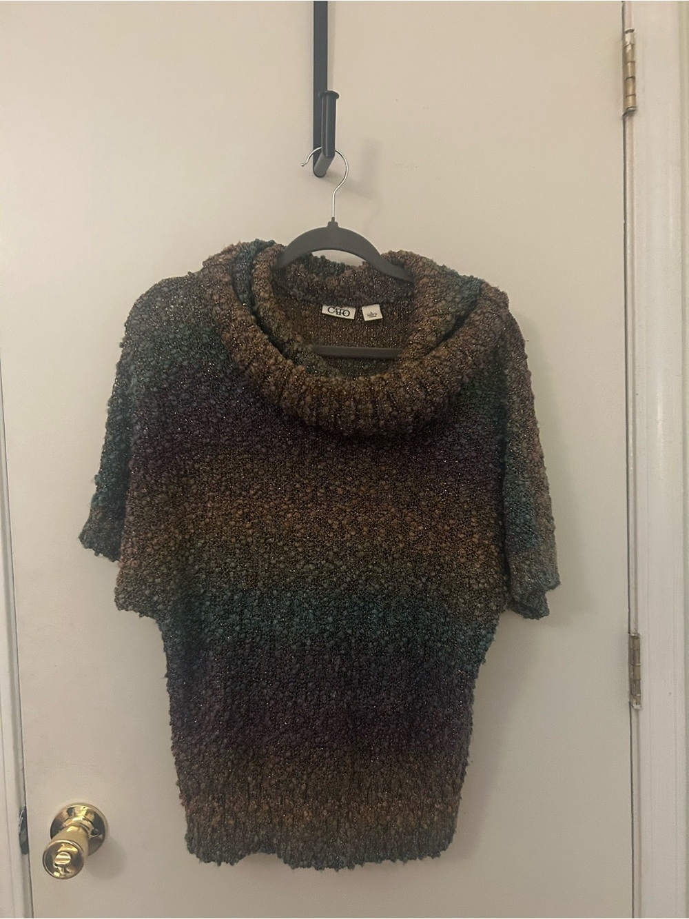 Cato Multicolor Short-Sleeve Cowl Neck Sweater